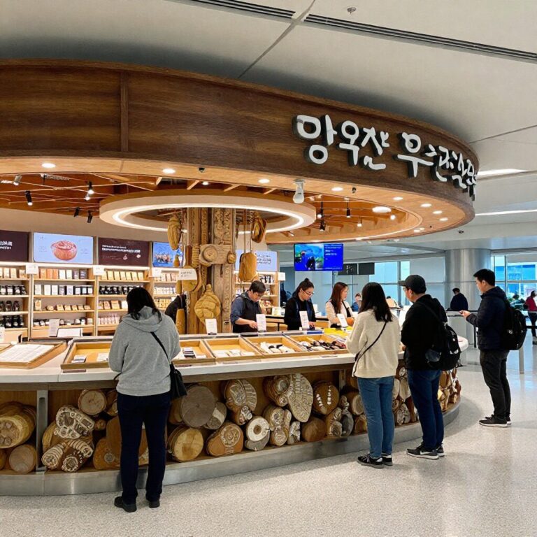 미국 올랜도 국제공항 내부 푸드코트와 여행객들