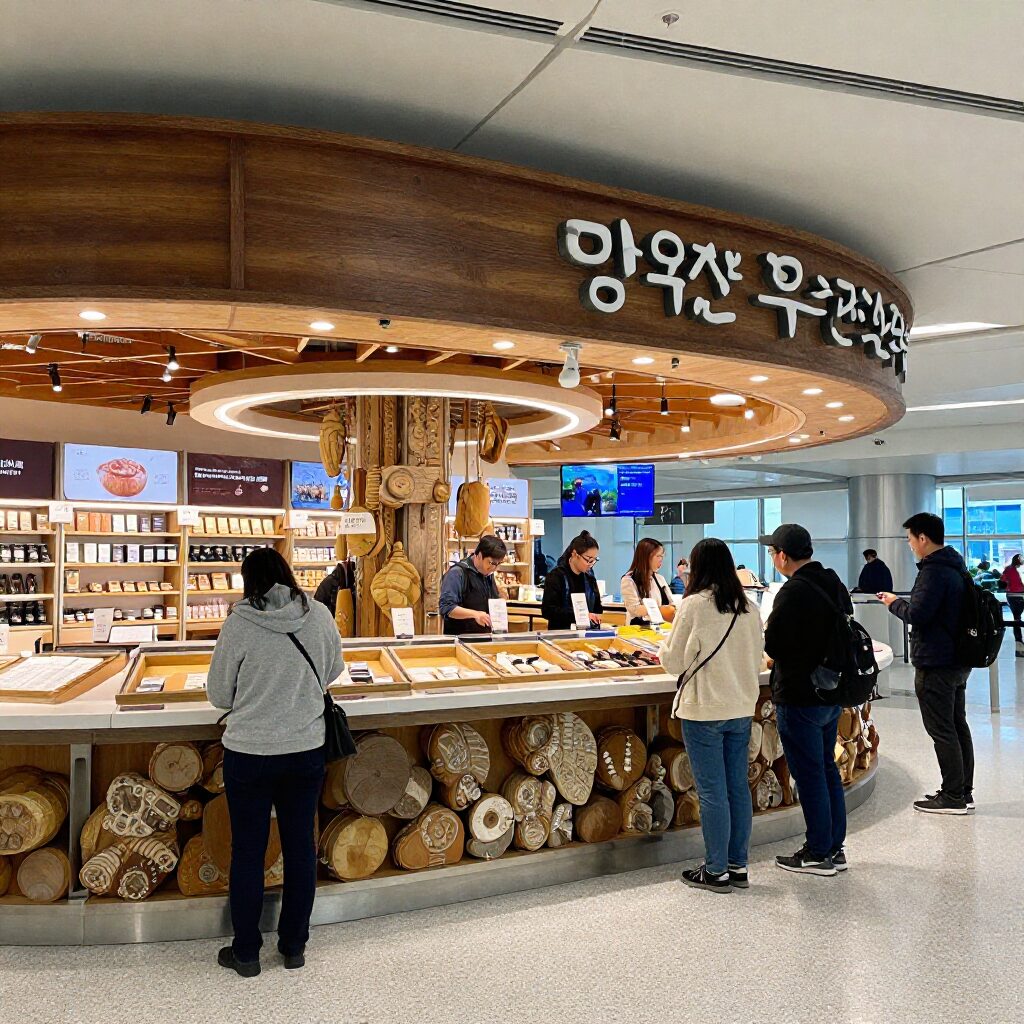 미국 올랜도 국제공항 내부 푸드코트와 여행객들