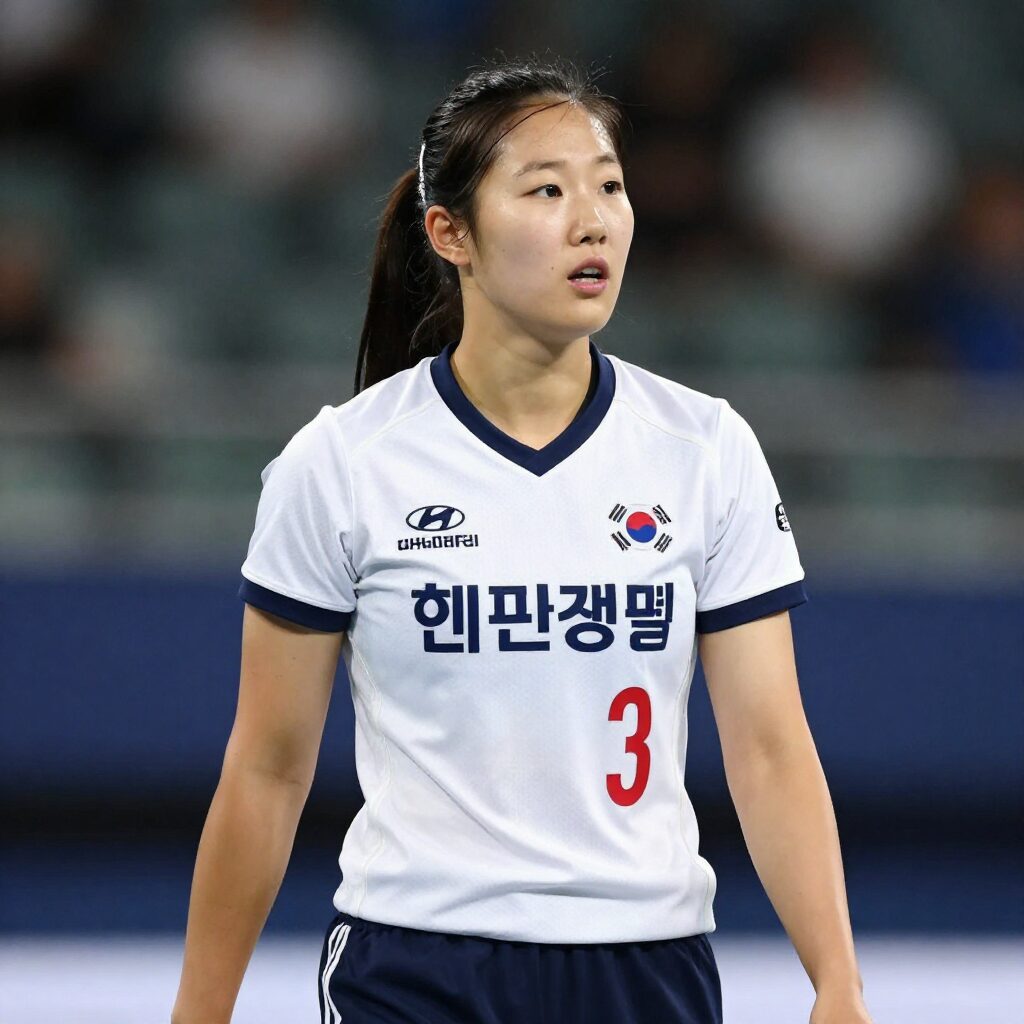 양효진 선수의 현대건설 유니폼을 입고 서있는 모습