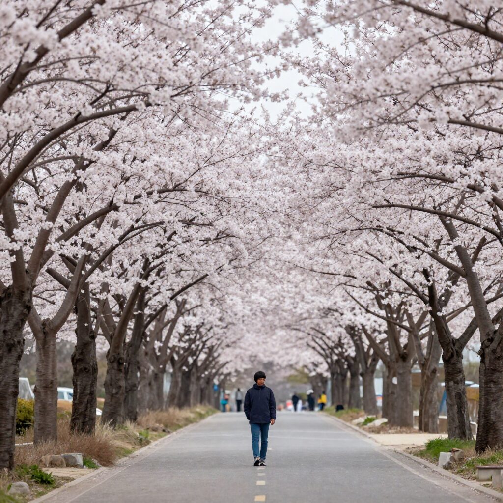 여좌천 로망스 다리 벚꽃 터널 풍경