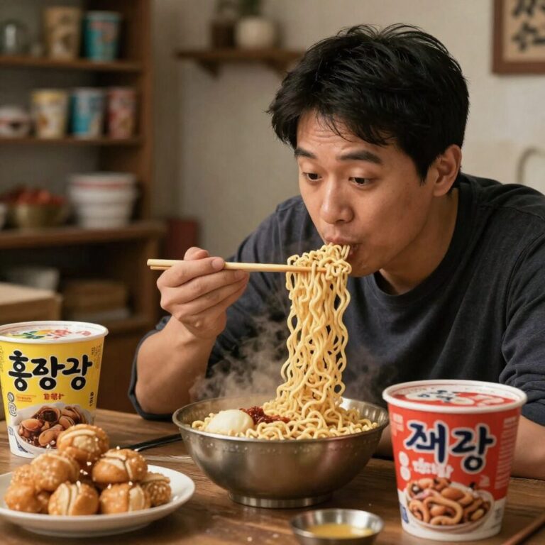 쯔양이 전참시에서 먹은 홍콩 과자와 컵라면들