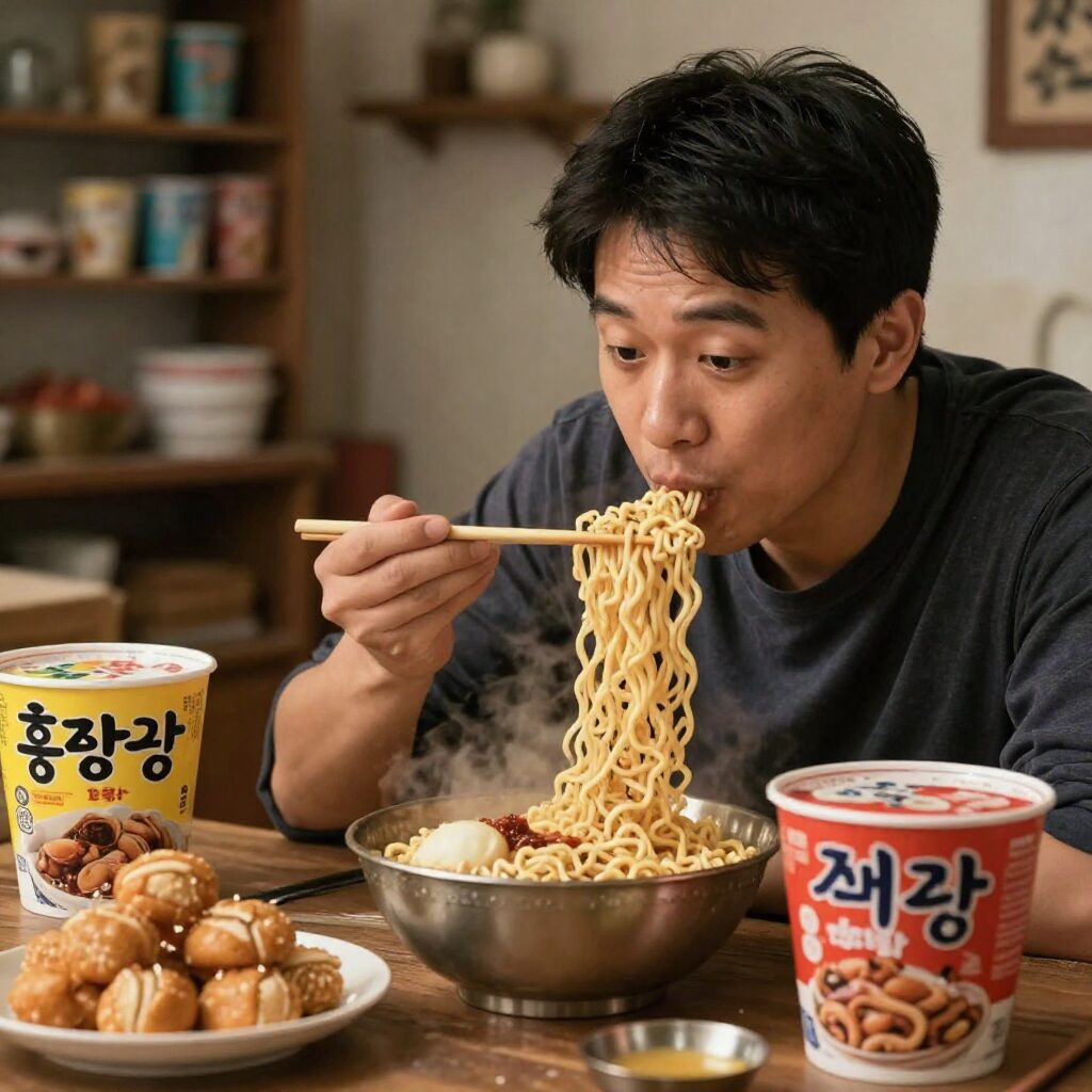 쯔양이 전참시에서 먹은 홍콩 과자와 컵라면들