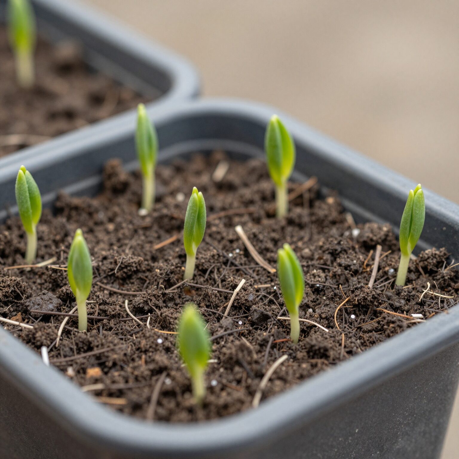 화분에 심겨진 눈개승마 모종, 작은 새순이 올라오고 있다