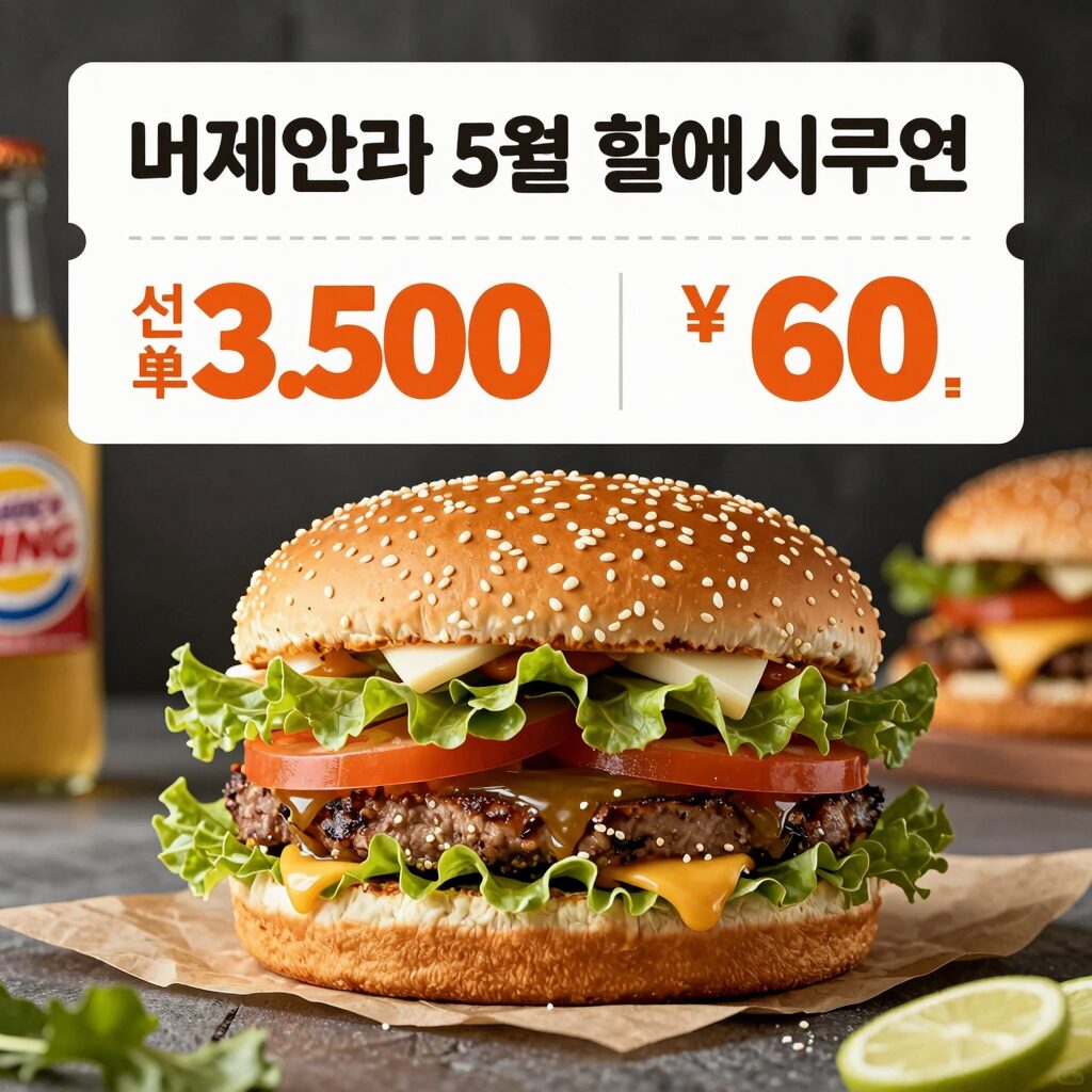 버거킹 5월 행사 할인 쿠폰과 신메뉴 크리스퍼 클래식 BLT 메뉴판