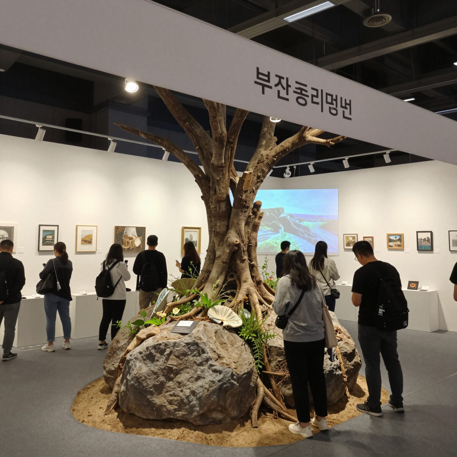 부산 홈리빙 전시회 내부 다양한 부스와 관람객들이 구경하는 모습