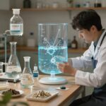 분자식 이해로 화학의 세계 열기 일상생활 속 다양한 제품과 그 화학식이 나열된 이미지