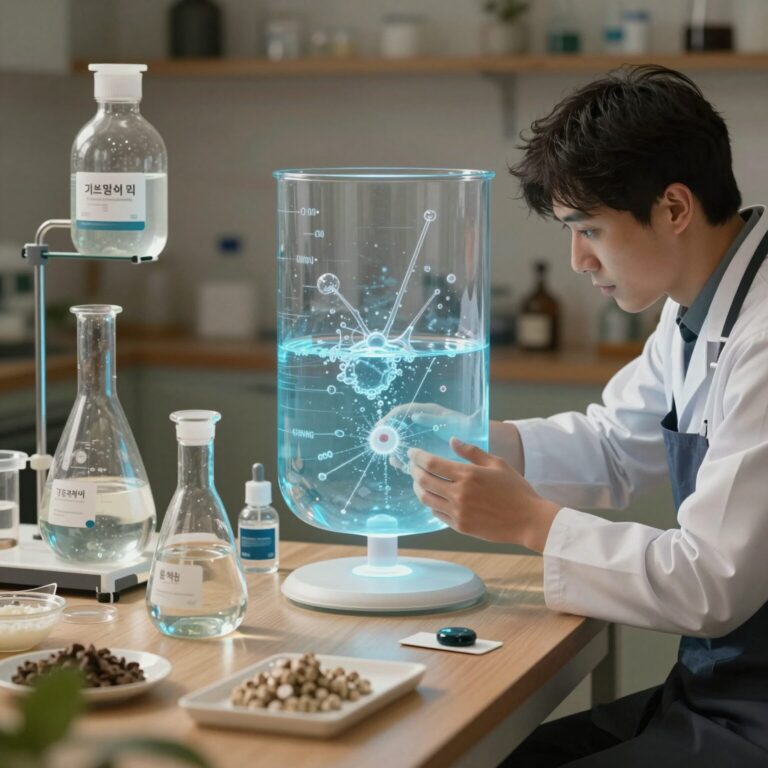 일상생활 속 다양한 제품과 그 화학식이 나열된 이미지