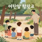 방정환 선생님이 그려진 어린이날 포스터와 즐거워하는 아이들 모습