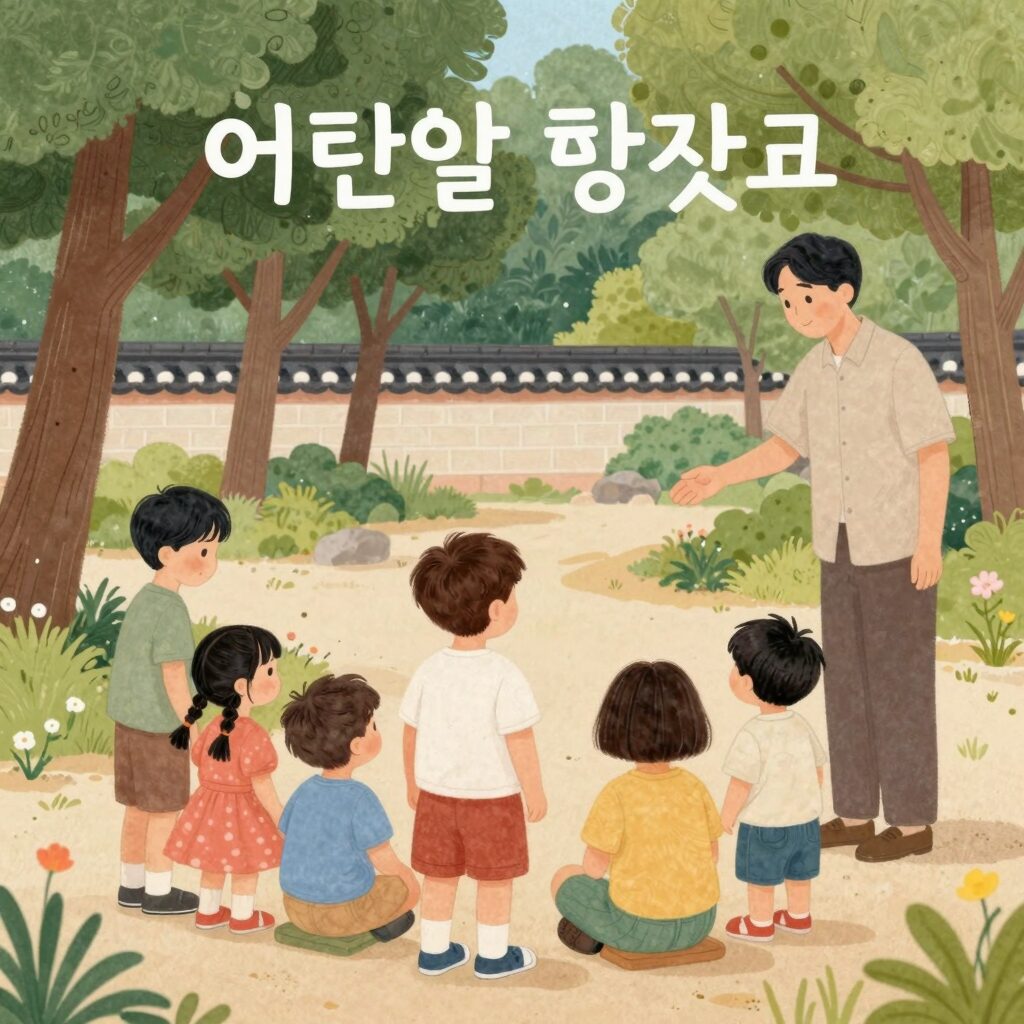 방정환 선생님이 그려진 어린이날 포스터와 즐거워하는 아이들 모습