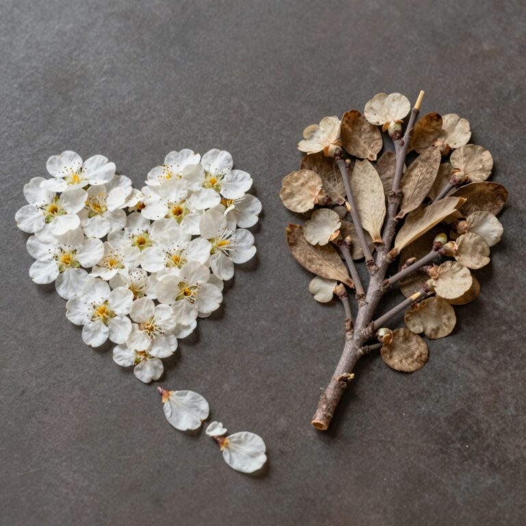 미산딸나무와 산딸나무 꽃잎 모양 비교 그림, 하트형과 뾰족형