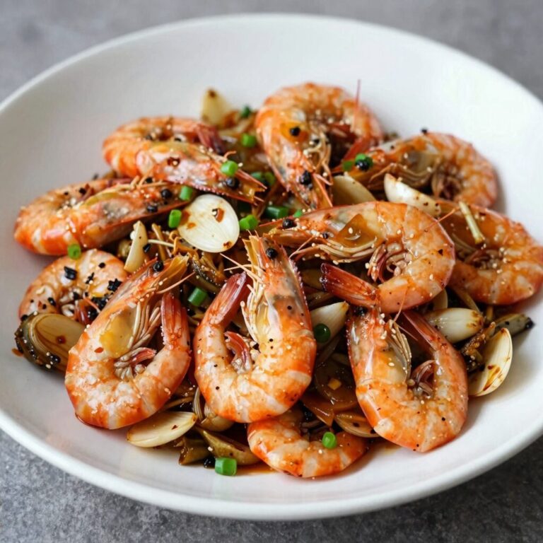 마늘쫑과 건새우를 함께 볶은 밑반찬 마늘쫑새우볶음 접시에 담긴 모습