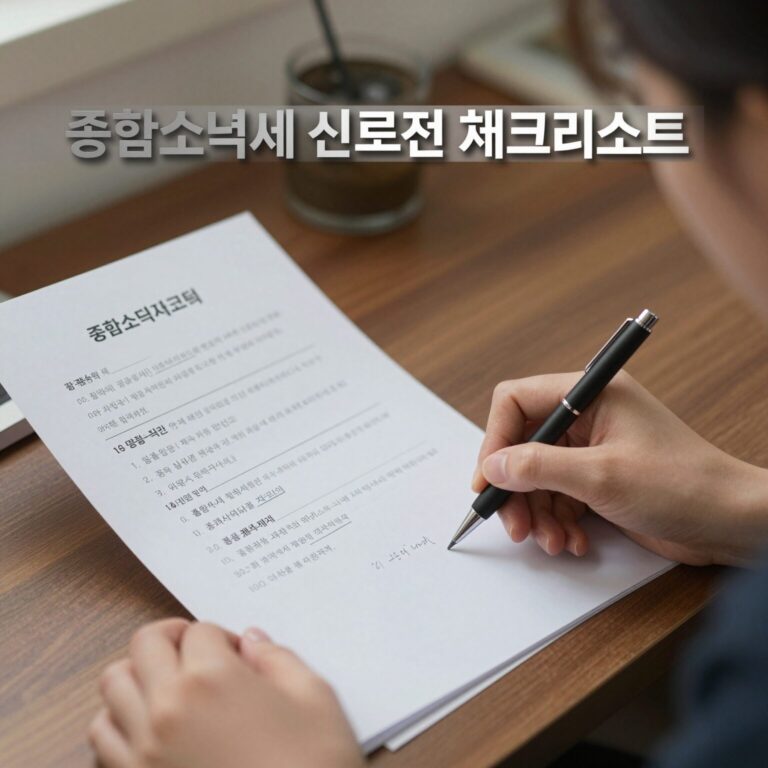 종합소득세 신고 전 체크리스트를 확인하는 여성의 손과 서류 이미지