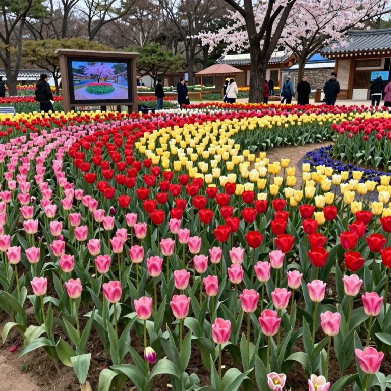2026년 고양국제꽃박람회에서 펼쳐진 화려한 튤립 정원의 모습