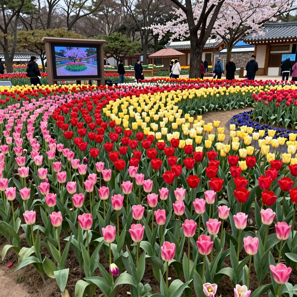 2026년 고양국제꽃박람회에서 펼쳐진 화려한 튤립 정원의 모습