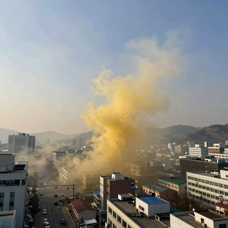 2026년 4월 뿌연 황사 하늘과 도시 풍경