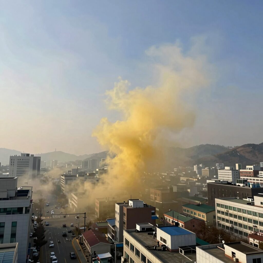 2026년 4월 뿌연 황사 하늘과 도시 풍경