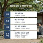 법정 유급휴일과 법정 공휴일의 적용 대상, 근거 법령, 휴무 여부를 비교한 표 형식의 인포그래픽
