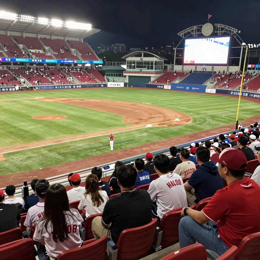 잠실야구장 레드석 224블럭에서 바라본 경기장 시야와 응원단 모습