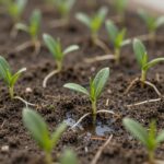 돌미나리 싹을 물에 담가 뿌리를 내리는 과정