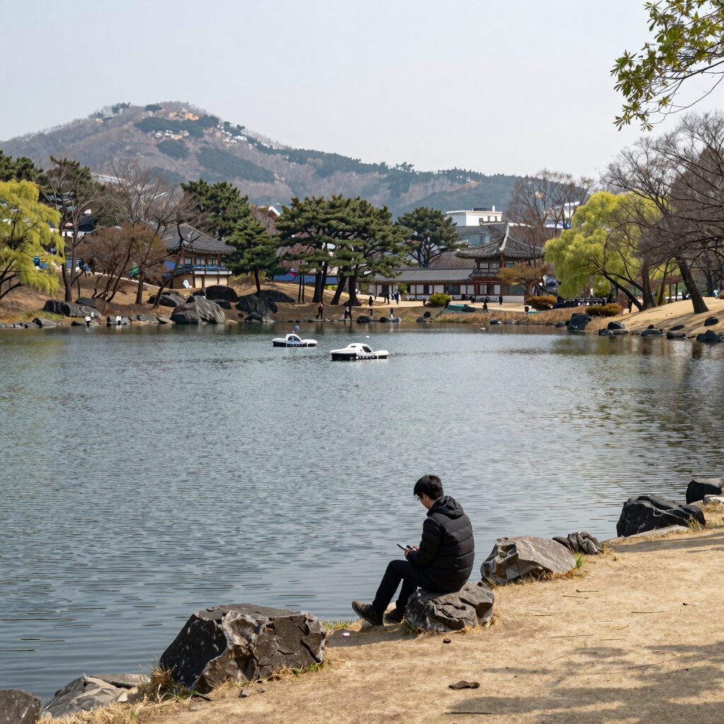 골든위크에도 한적한 후쿠오카 오호리 공원의 넓은 호수와 산책로