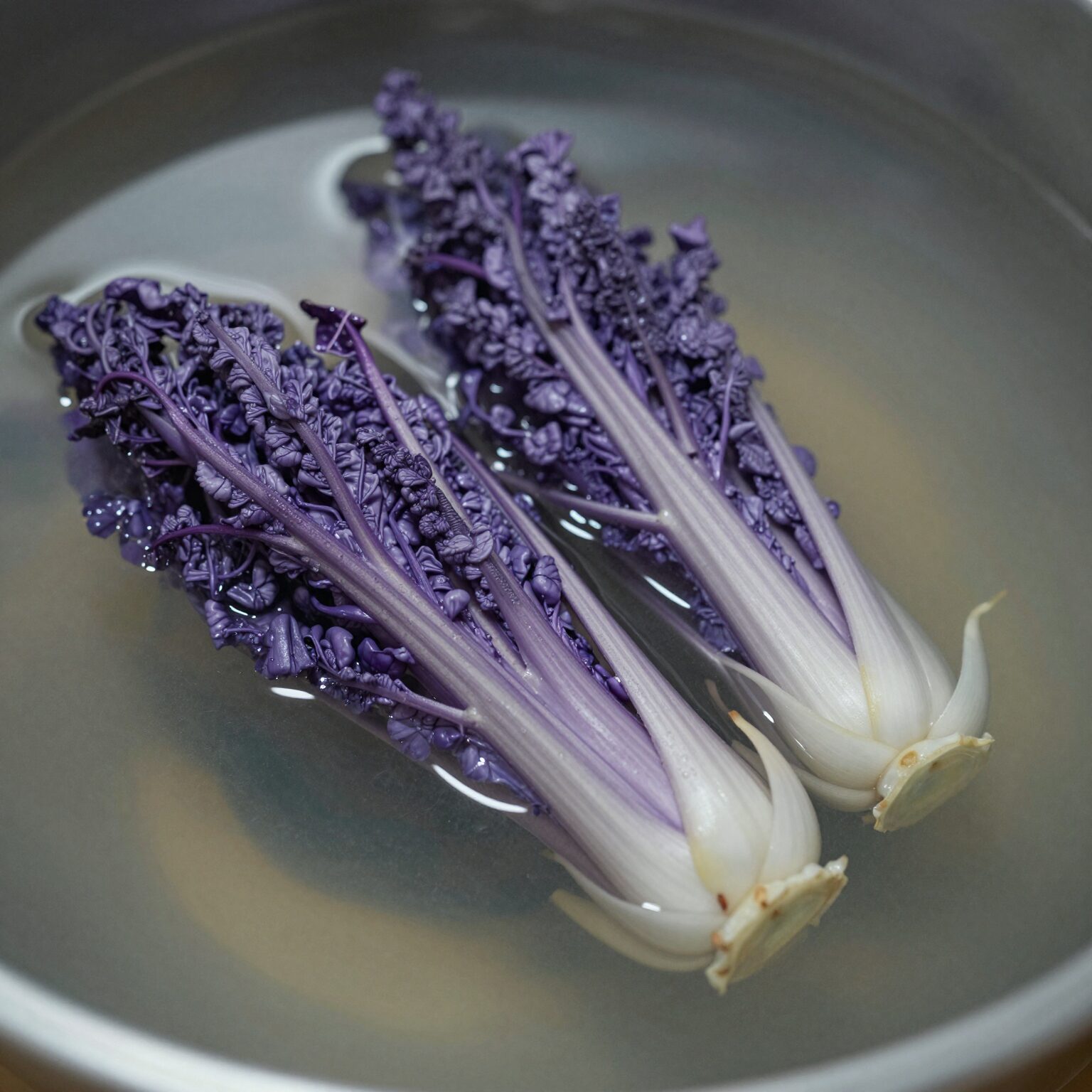 삶아서 찬물에 헹군 푸른 두릅이 체반에 담겨 있는 모습