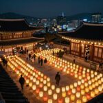 삼광사 법화삼매당 2층에서 바라본 야경, 수많은 연등이 반짝이는 모습