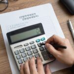 간편장부대상자 조건을 설명하는 세무 서류와 계산기 사진