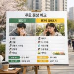 봄감기와 꽃가루 알레르기의 주요 증상을 비교한 인포그래픽 차트