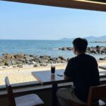 태안 바다횟집 태안본점의 창가 자리에서 바라본 마검포 바다 전경