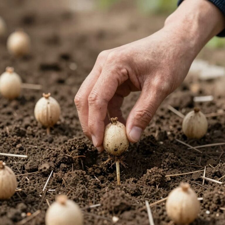 울릉도 부지깽이 모종을 텃밭에 심고 있는 손과 흙 모습