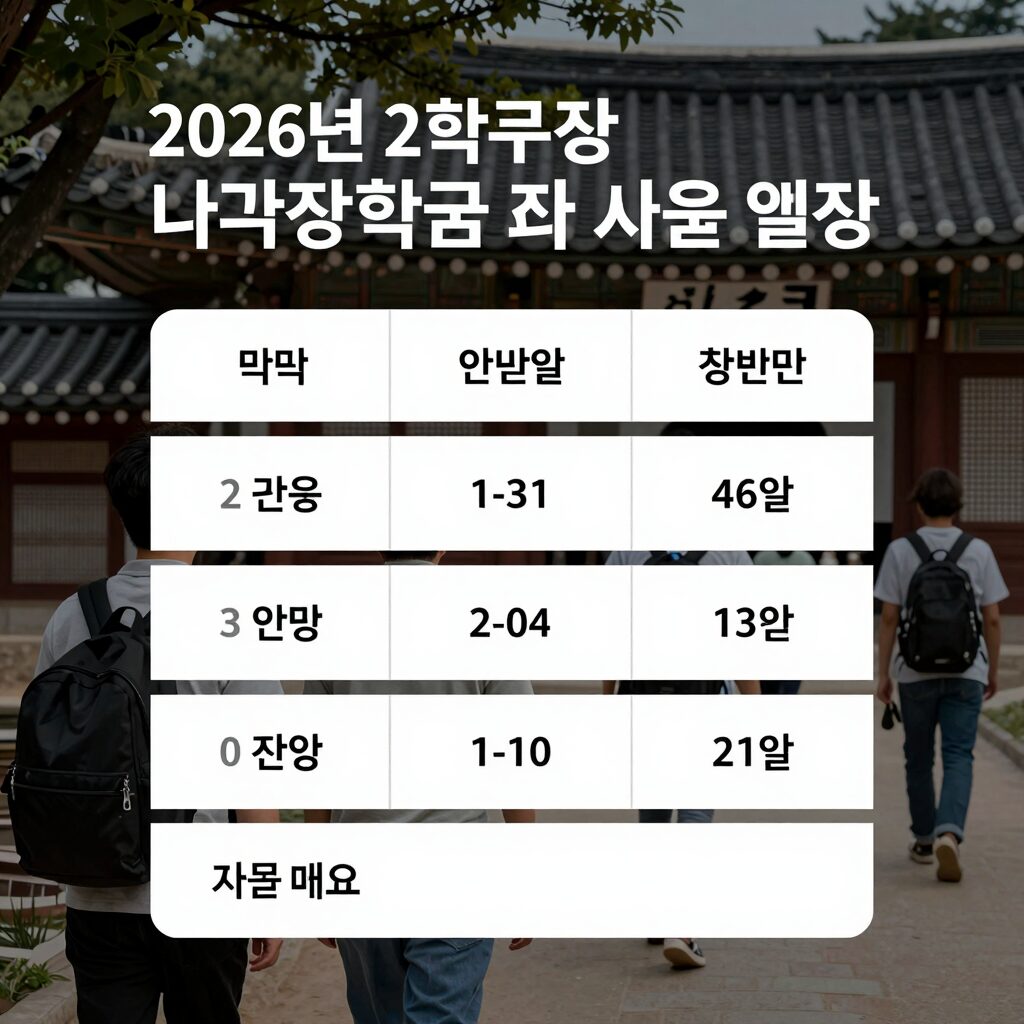 2026년 2학기 국가장학금 신청 일정과 지원 대상 정보를 담은 그래픽 이미지