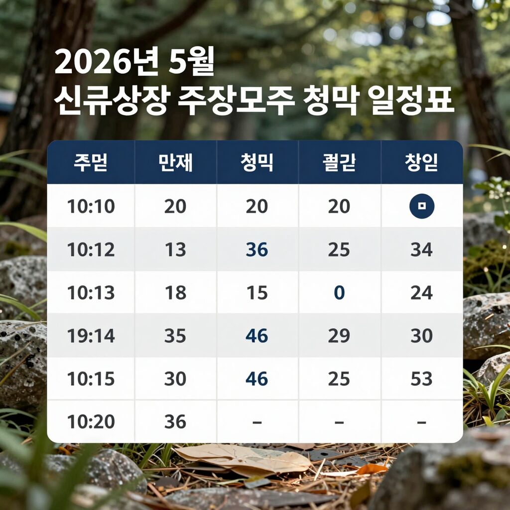 2026년 5월 신규상장 주식 공모주 청약 일정표