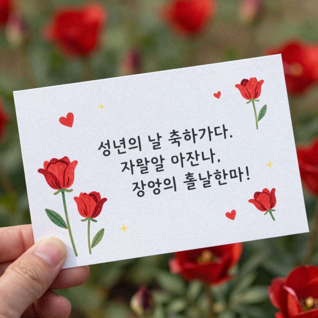 붉은 장미와 함께 쓴 성년의 날 축하 카드, 감동적인 문구를 전하는 방법