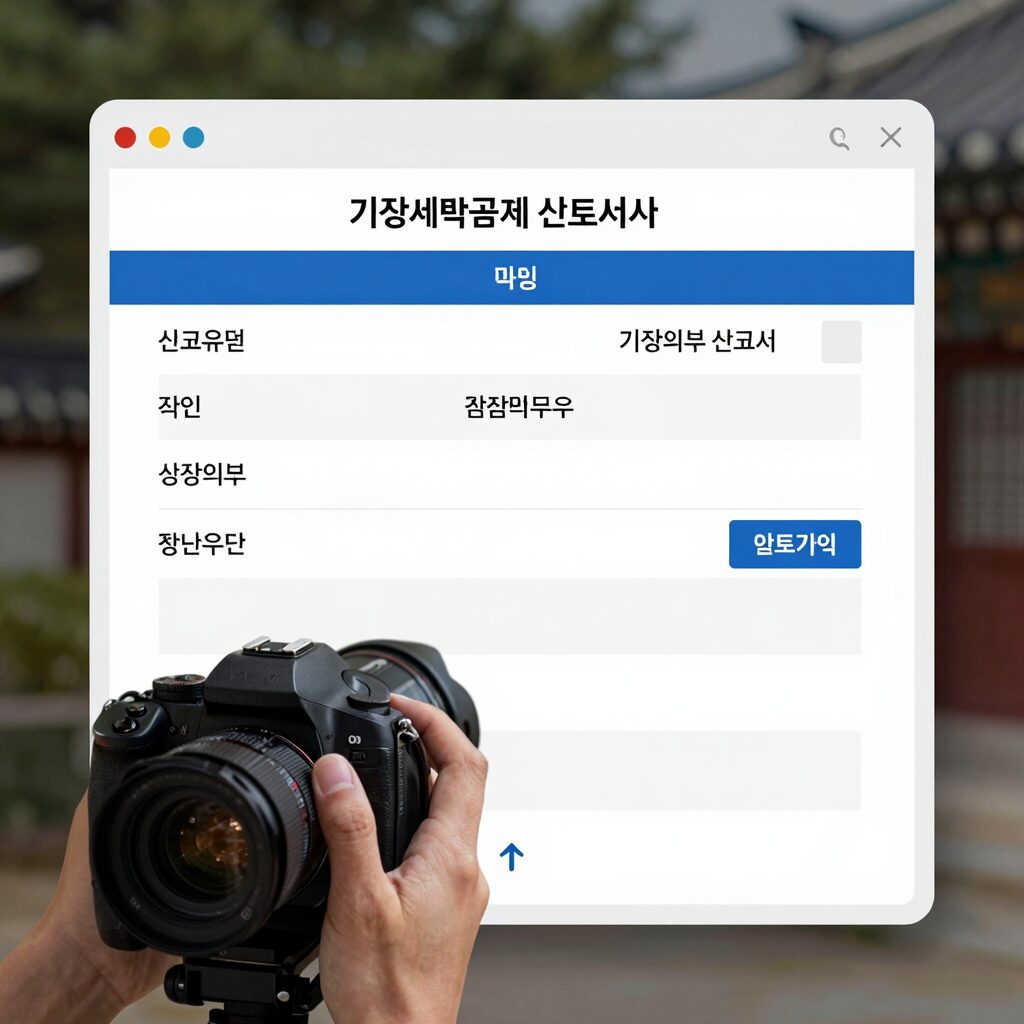 기장세액공제 신고서 작성 시 신고유형과 기장의무 설정을 확인하는 화면