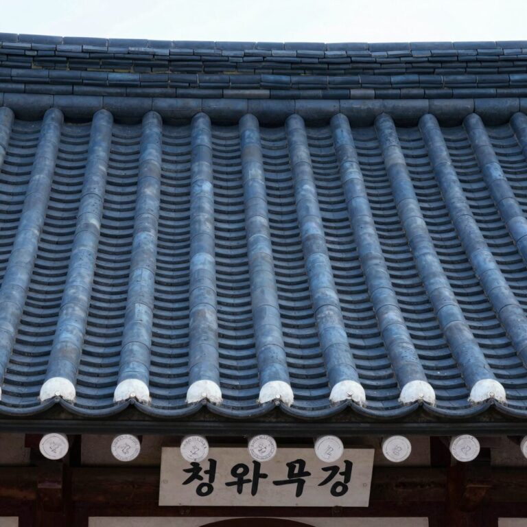 청와대 본관 푸른 기와 지붕이 보이는 전경 사진