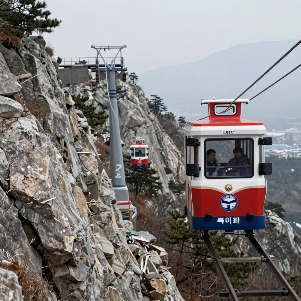 강화루지 케이블카와 루지 코스 전경