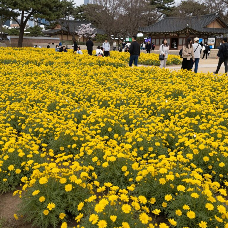 구리 유채꽃 축제 한강공원 노란 꽃밭 전경