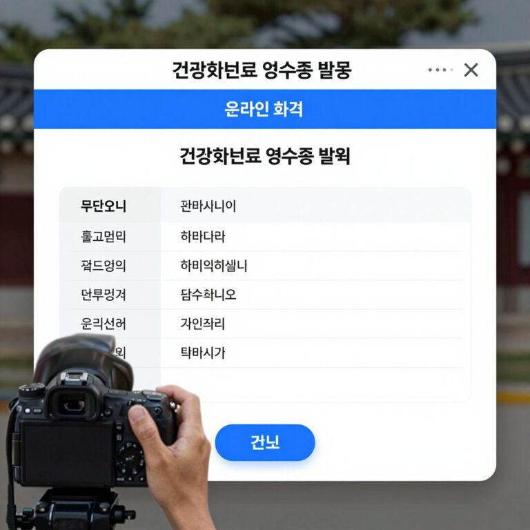 건강보험료 영수증 발급 온라인 화면과 메뉴 경로를 보여주는 이미지