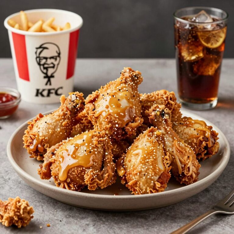 KFC 텐더버켓 7조각 4,900원 행사 메뉴 사진, 테이블 위에 치킨 텐더와 코울슬로, 콜라가 함께 놓여 있음