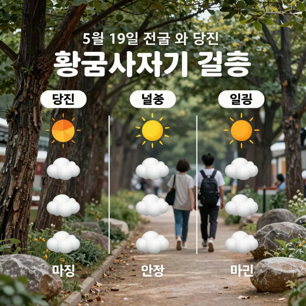 5월 19일 전국 날씨와 당진 전국노래자랑 황금사자기 결승 일정을 한눈에 보여주는 인포그래픽