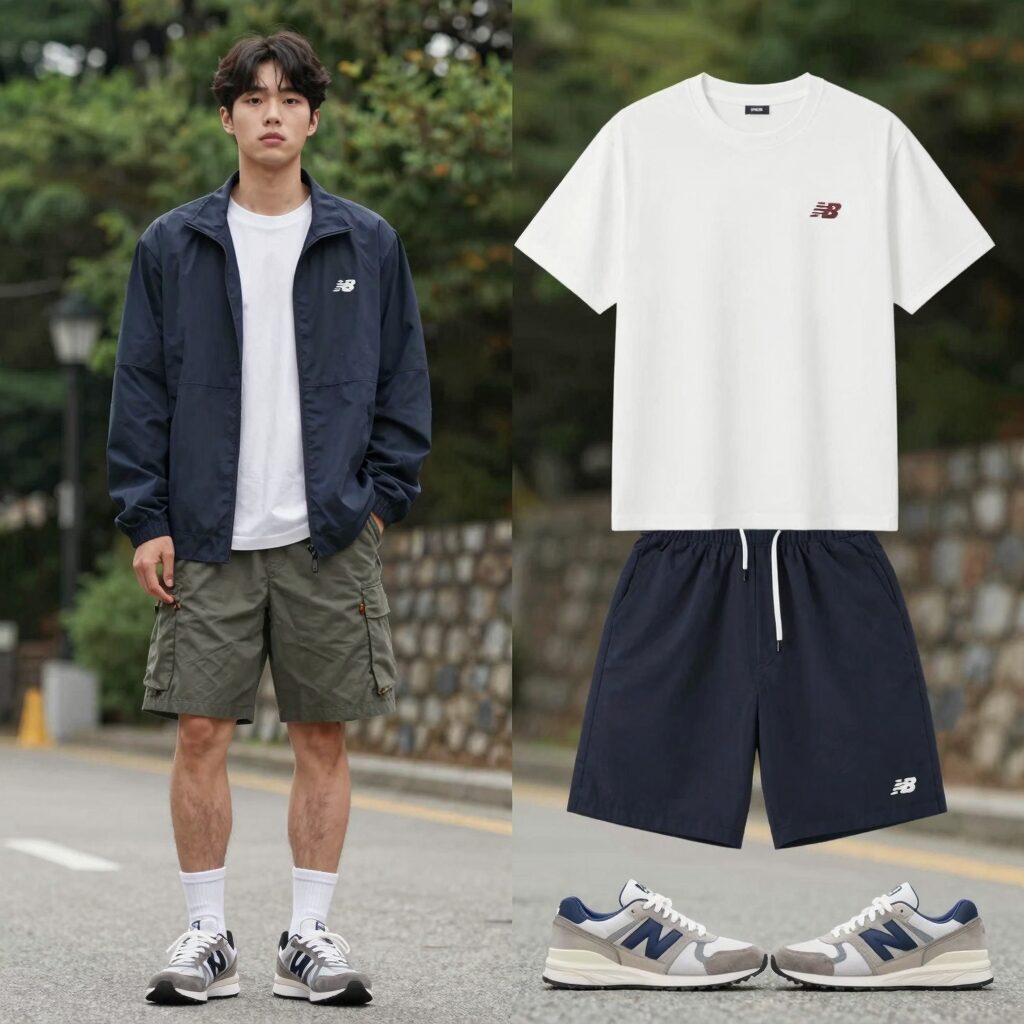 뉴발란스 티셔츠 권나라 코디 스타일링