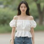 오프숄더 블라우스 여름 스타일링법 여름 오프숄더 블라우스 코디 스타일링 예시
