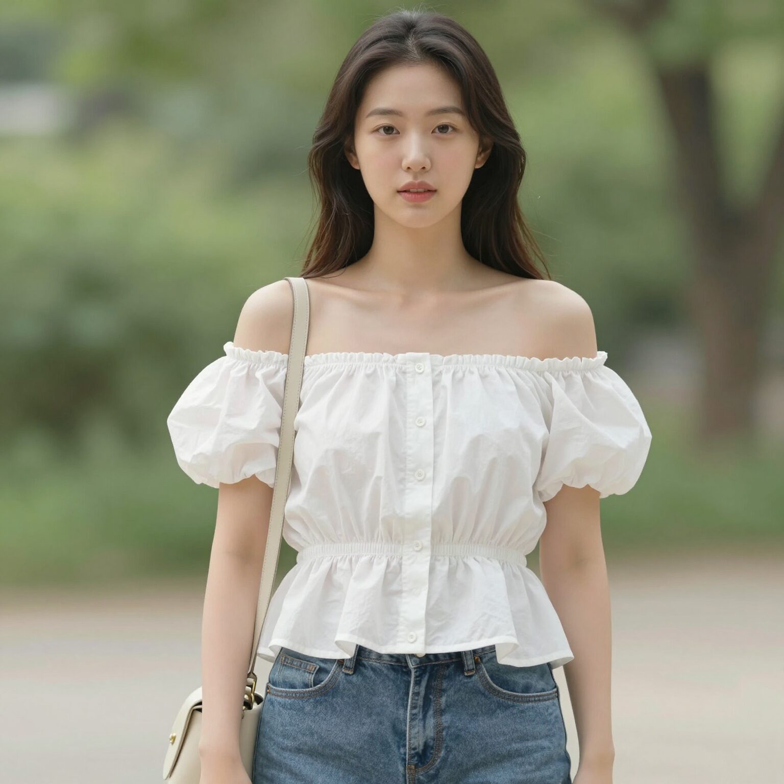 여름 오프숄더 블라우스 코디 스타일링 예시