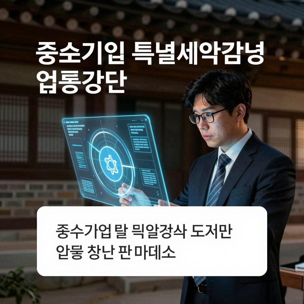 중소기업 특별세액감면 업종 확인 이미지