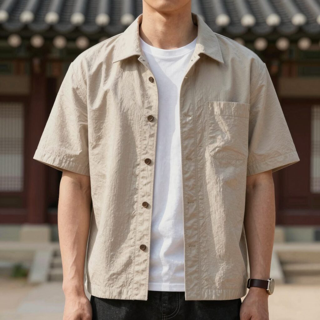 남자 여름 가디건 부클 카라 스타일링