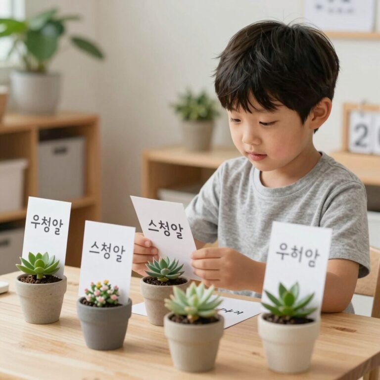유치원 스승의날 선물 세트: 아이가 직접 만든 카드와 작은 화분