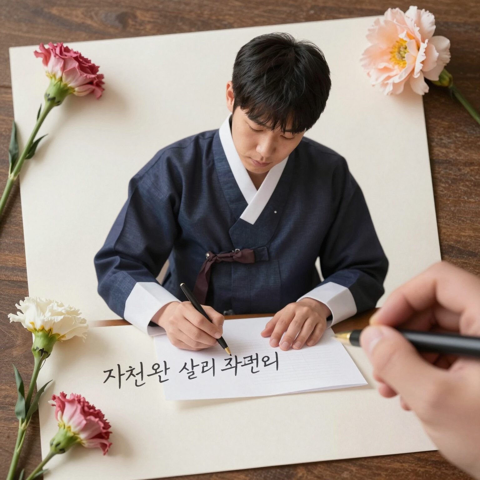 선생님께 드리는 손편지와 카네이션 장식