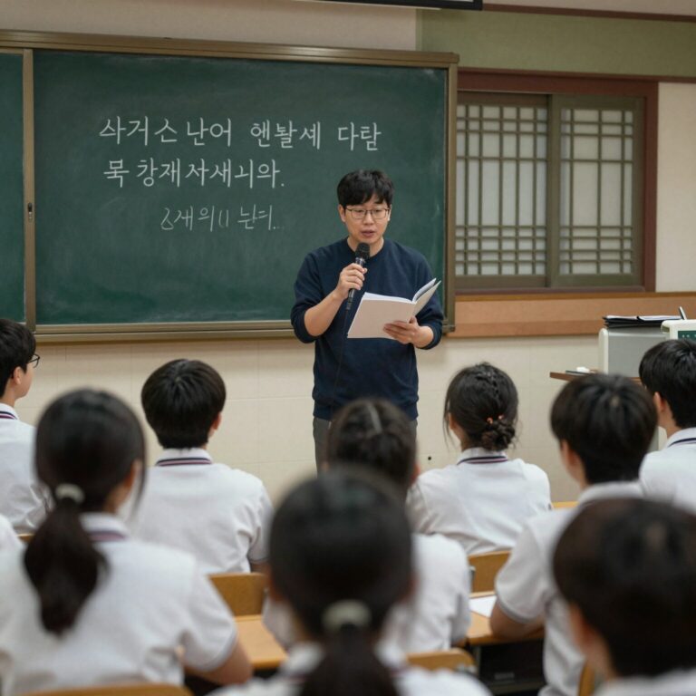 선생님께 감사하는 마음을 표현하는 스승의 날 노래를 부르는 학생들