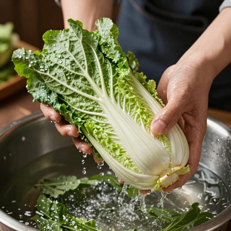 열무와 얼갈이배추 손질 후 씻는 모습