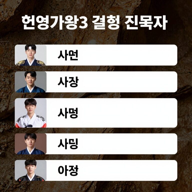 현역가왕3 결승 진출자 명단 표